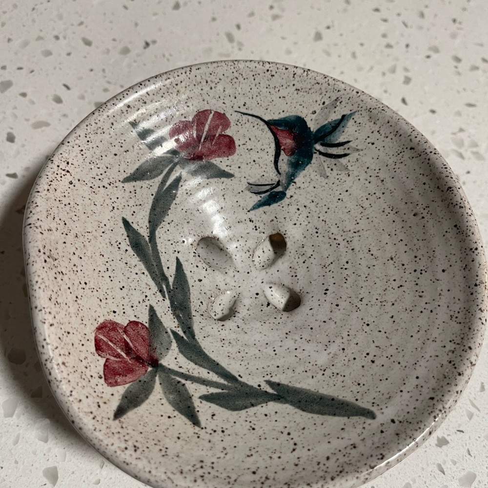 Studio Pottery soap dish w drainage & catch